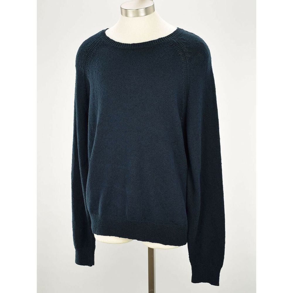 BLOOMINGDALES Navy Slub Cotton Crew Sweater XL NWT